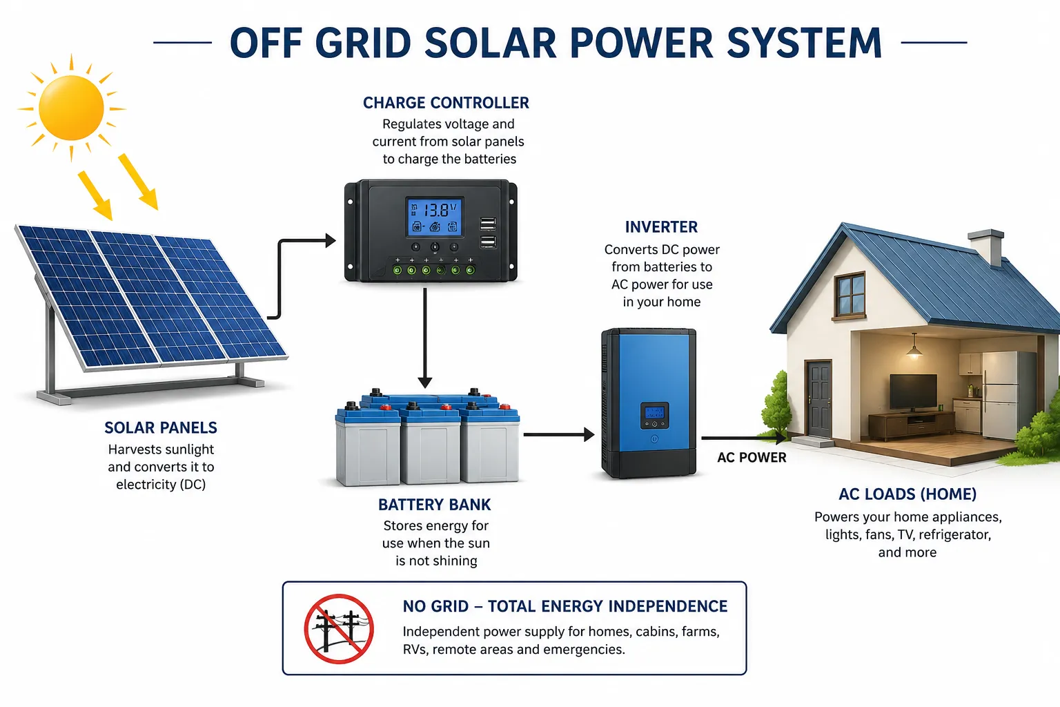 On-Grid Solar System Illustration